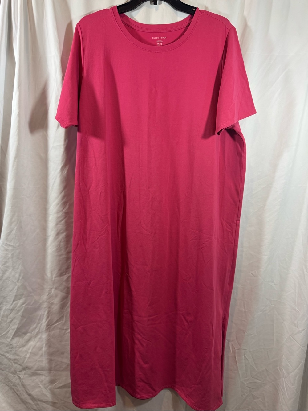 Eileen Fisher Short-Sleeve Crewneck T-Shirt Dress in pink 1X